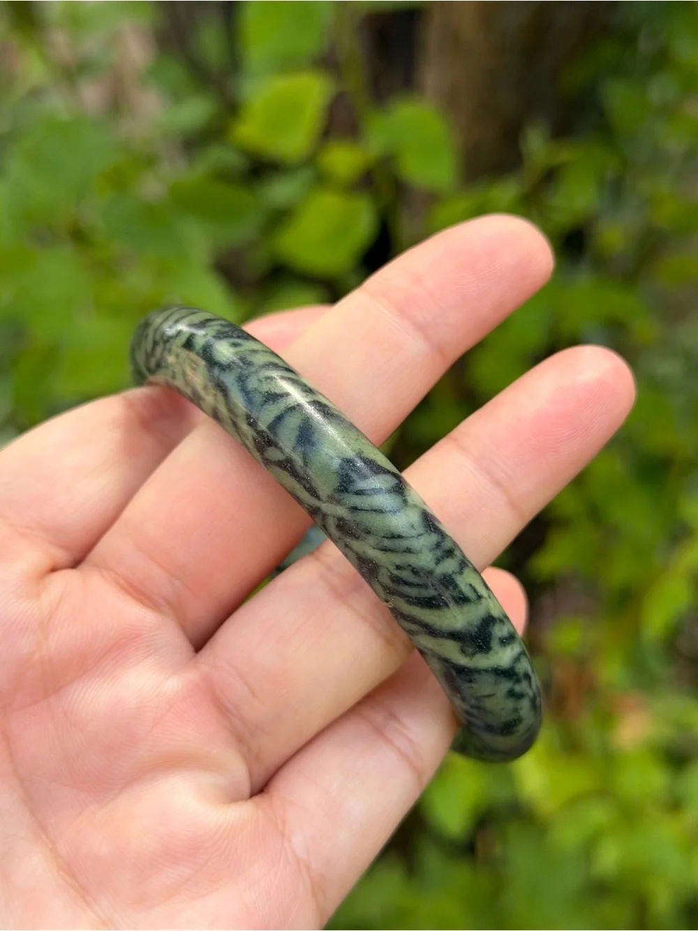 63mm inner diameter leopard skin xiuyu jade bangle 1735